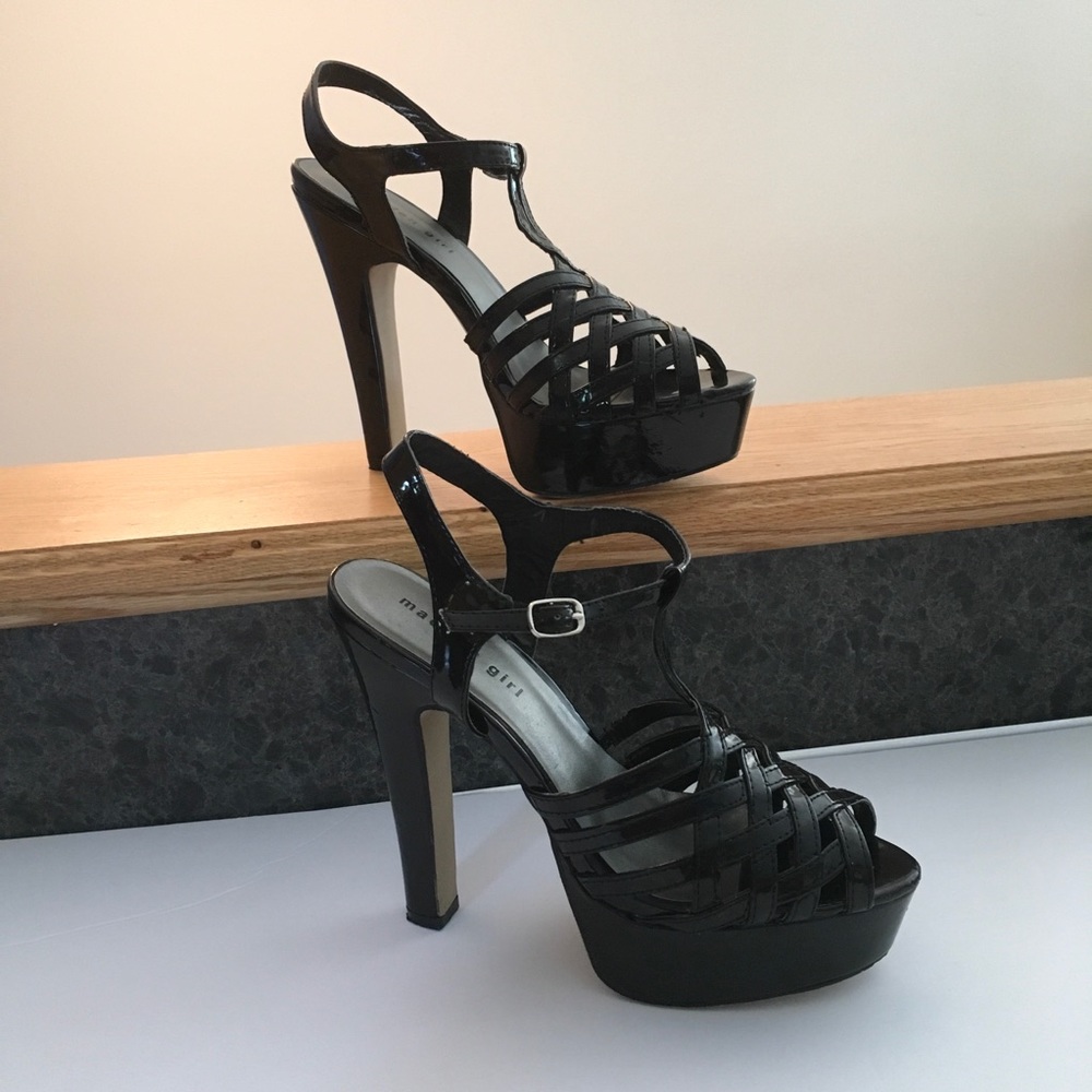 Madden Girl Black Patent, Platform Heels Size 9